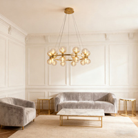 Lustre LED de luxe moderne et minimaliste, design italien créatif, en fer et verre noir et or, forme haricot magique, grand modèle pour salon, vente en gros
