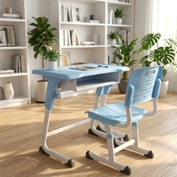 Ensemble de bureau et chaise réglables pour un seul élève, mobilier scolaire en métal pour la lecture en classe