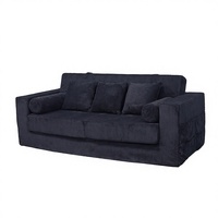 Sofá Cama Convertible Negro en Caja, 3 Plazas, Tela, Espuma Viscoelástica, Moderno, para Sala de Estar, Dormitorio, Apartamento, Oficina en Casa, Hotel, Villa