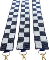 OOTD-Accessoire de Fan pour Filles, Sangle de Sac à Main en Perles Bleues Marine Blanches, 49 Pouces de Long, Transparent, Cintre de Sac de Stade, Jeux de Dallas, Denver, Houston