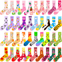 200N Katoenen Schattige Cartoon Dieren Fruit Bloem Jacquard Kousen Flamingo Panda Avocado Bij Konijn Fruit Casual Katoenen Sokken