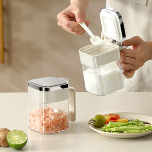 Spice Jar With Flip Top Lid And Spoon For Solid Seasonings <b>Kitchen</b> <b>Storage</b> Container Moisture Proof Food Grade Plastic - Product Image 1