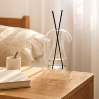 Botella Difusora de Vidrio Negro ODIS de 130 ml, Botellas de Borosilicato de Doble Capa Vacías de Lujo con Anillo Dorado para Aromatizar el Hogar
