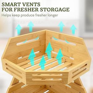 Panier de rangement double couche pour la maison, idéal pour organiser les légumes, le pain et les fruits sur comptoir et bureau de cuisine ; avec logo - Product Image 5