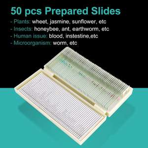 50 pezzi di vetrini per microscopio preparati per istruzione primaria di botanica e zoologia - Product Image 6