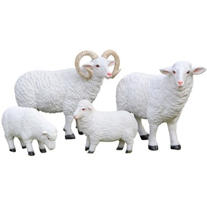 Sculpture de mouton en fibre de verre faite à la main, lumineuse, style pastoral, décoration de jardin extérieure sur pied - Product Image 5