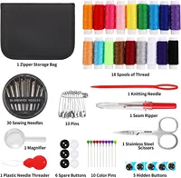 Kit de couture compact et portable pour débutants et professionnels comprenant des aiguilles, des ciseaux à fil et d'autres accès essentiels