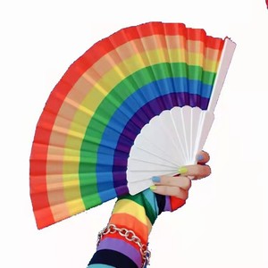 Vente en gros <span class=keywords><strong>pas</strong></span> <span class=keywords><strong>cher</strong></span> personnalisé imprimé logo main pli ventilateur bonne qualité arc-en-ciel personnalisé Promotion Snap pli ventilateur pour les cadeaux - Product Image 6
