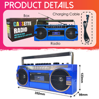 Radio FM stéréo portable rétro personnalisée avec lecteur de cassette et convertisseur audio vers MP3, enregistreur de cassette Falante