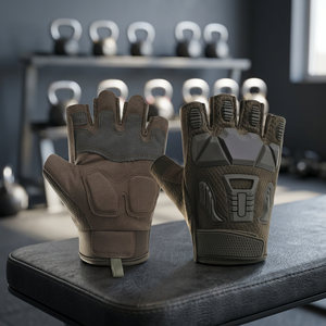 Guantes Reductores de Impacto con Puntas de Dedos con Textura de Microdiamantes en Relieve, Muñequera Elástica Antideslizante, Guantes de Seguridad de Cuero PU - Product Image 4