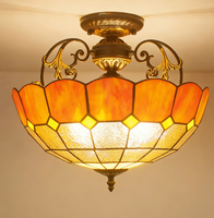 Lampe de restaurant rétro américaine Tiffany, style européen, verre coloré, salon de thé, chambre à coucher, bar français, luminaire suspendu au plafond LED en fer