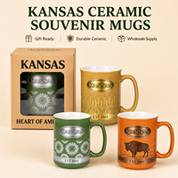 Tasses à café en céramique souvenir touristique de Kansas City, États-Unis, pour tasses à café en porcelaine, personnalisables OEM ODM, vente en gros