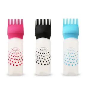 Wholesale multi-colors bottle with comb transparent extrusion dye paste bottle dye and shampoo bottle