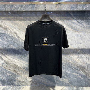 T-shirt da uomo di lusso in cotone a maniche corte, nuovo modello primavera estate, stile casual confortevole con ricamo e foro, peso 220 grammi - Product Image 5