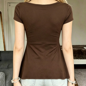 Short Sleeve Bow Tie Top Square Neck A Line Solid Basic Summer Fashion Casual T <b>Shirt</b> new arrival bow t <b>shirt</b> - Product Image 3