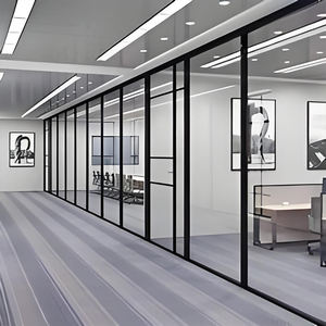 Partición de sala de reuniones de vidrio resistente al fuego para paredes de <span class=keywords><strong>oficina</strong></span> <span class=keywords><strong>modulares</strong></span> de ajuste personalizado con separación de fuego de marco de aluminio - Product Image 3