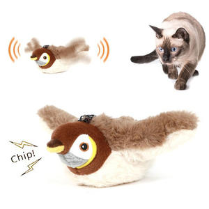 Juguetes de sonido para gatos y mascotas, alas aleteantes, simulación de Gorrión, pájaro, gato, juguete interactivo, ejercicio, felpa esponjosa, juguetes indestructibles para perros - Product Image 1
