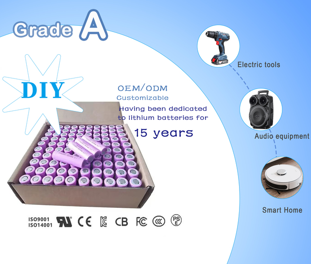 Customizable 2600mAh Large Capacity 18650 Lithium Polymer Battery 3C Discharge Rate for Power Tools