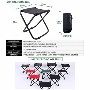 Modern Portable <b>Folding</b> Camping <b>Stool</b> Iron Frame Oxford Fabric Side Mesh Pocket Molle System Lightweight Foldable Garden - Product Image 4