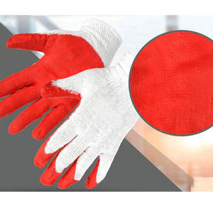 Guantes DE TRABAJO multiusos de algodón de hilo de látex rojo, guantes de seguridad antideslizantes para jardín de almacén móvil de construcción resistente sumergidos - Product Image 2