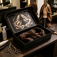 Boîte en carton personnalisée avec logo imprimé, emballage en papier biodégradable pour perruques, extensions de cheveux, postiches