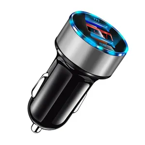 Dual Usb car Charger 2 USB port Cigarette Socket Lighter Fast charging adapter Led Display for iphone Smart phone