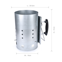 Heavy Duty Draagbare Multifunctionele Gegalvaniseerd Staal Bbq Houtskool Schoorsteen Fire Starter Houtskool Aansteker Met Hittebestendig Handvat