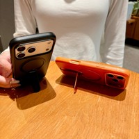Coque de téléphone givrée en alliage avec support magnétique et protection d'appareil photo, antichoc pour iPhone 17 Pro Max