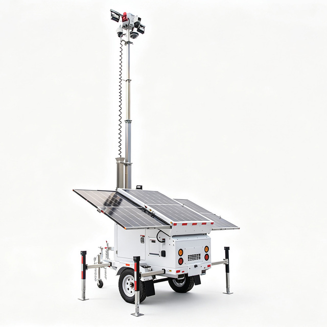 UNIV Portable Solar Powered CCTV Camera Tower for Surveillance Trailer Applications