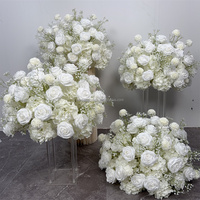 Grande composition florale artificielle de roses blanches et violettes, boule de fleurs pour centre de table de mariage, décoration de mariage