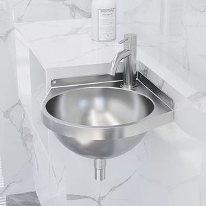 <span class=keywords><strong>Lavabo</strong></span> Angolare da Parete in <span class=keywords><strong>Acciaio</strong></span> Inox 304 per <span class=keywords><strong>Bagno</strong></span> di Piccoli Appartamenti, Design Moderno e Facile da Pulire - Product Image 6
