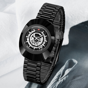 Fashion Mens Wristwatch Black Tone Oval <b>Case</b> Openwork Dial Arabic Numerals Mechanical <b>Watch</b> for Men - Product Image 5