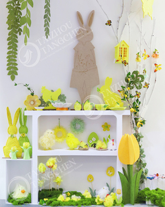 पार्टी के सुरुचिपूर्ण ईस्टर अंडे के साथ हाथ से चित्रित रेसिन बनी मूर्तियों के लिए वसंत की सजावट - Product Image 6