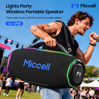 Altavoz Inalámbrico para Fiestas con Luces RGB, Miccell Wholesale, 700W de Alta Potencia, Batería Desmontable de 36000mAh, para Exteriores