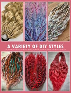 300g Cheveux synthétiques à haute densité pour tresses, effet arc-en-ciel, vague océanique, pour crochet, double trame, longs, ondulés profonds, torsadés, origine Chine - Product Image 6