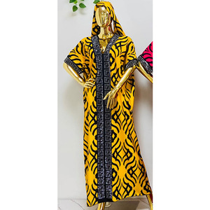 Robe longue kaftan à capuche imprimé africain pour femme - Robe grande taille à manches chauve-souris et bordure de sequins, tendance - Product Image 6