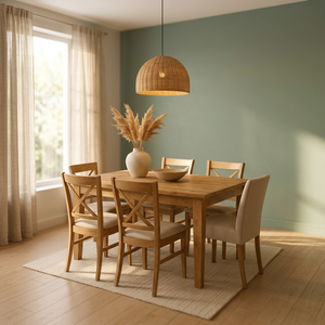Ensemble de salle à manger scandinave en bois, table et chaises 6 places, meubles modernes faits à la main pour la maison et l'hôtel - Product Image 1