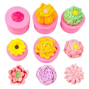 <span class=keywords><strong>Lotus</strong></span>, Tournesol, Rose Fleur Série Moule En Silicone Décoratif, Fondant, Chocolat Aromathérapie Gypse, Colle Goutte À La Main - Product Image 1