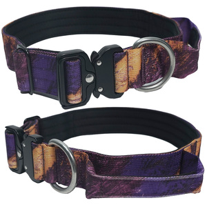 Custom Heat Transfer Printed Nylon Tactical Dog <b>Collar</b>, Premium <b>Metal</b> Buckle Dog <b>Collar</b> for Medium Large Dogs Stainless steel D - Product Image 2
