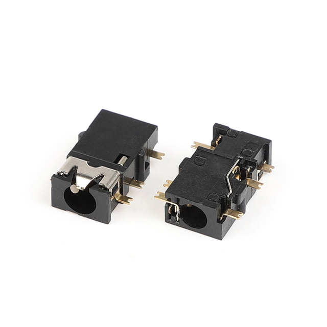 PJ-342 6-Pin Gold-Plated 3.5mm Audio Jack Sunken SMT Interface Circular Type Nylon Housing Headphone Socket Earphone Connector