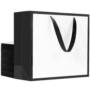 Büyük siyah hediye keseleri 12.5 "x <span class=keywords><strong>4</strong></span>.5" x 11 "Kraft kağıt siyah alışveriş çantası kolları ile toplu mal perakende sarma düğün çanta - Product Image 3