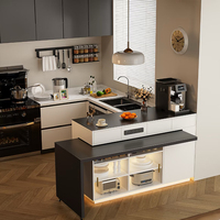 Armoire de cuisine en acier inoxydable de style européen Table à manger rotative Unités de villa de luxe Surface résistante aux rayures à vendre