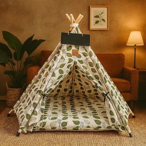 Nouveau design Tente <span class=keywords><strong>tipi</strong></span> en <span class=keywords><strong>toile</strong></span> pour animaux <span class=keywords><strong>de</strong></span> compagnie <span class=keywords><strong>lit</strong></span> d'intérieur pour chien ou chat avec coussin - Product Image 3