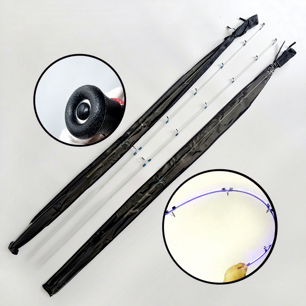 Green Light Transparent Fiberglass Spinning Fishing Rod Black Night Light Fishing Portable Led Fishing Rod