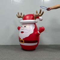 Tumbler gonflable en PVC épaissi Père Noël avec jeu de lancer d'anneaux pour jeu interactif parent-enfant