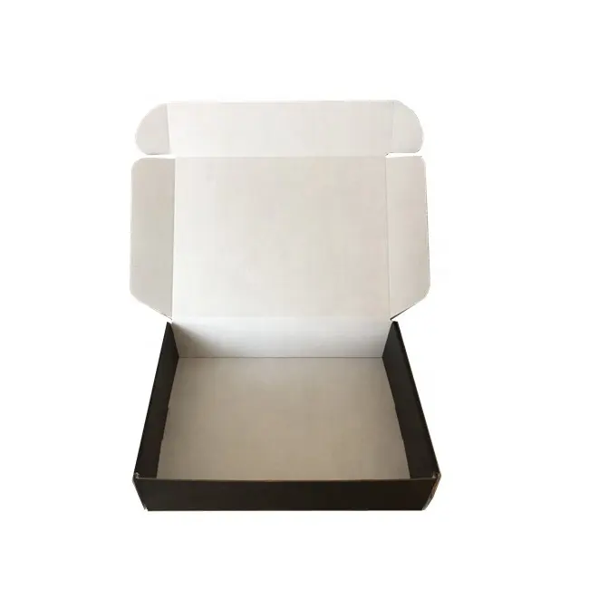 Boîte à papier en carton noir mat avec logo imprimé, boîte à papier en feuille d'or avec doublure en kraft blanc