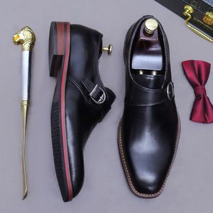 Zapatos de Cuero Genuino de Vaca de Alta Gama para Hombre, Cierre con Cordones, Estilo Casual de Negocios, Retro, Cuadrados, Transpirables - Product Image 4
