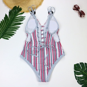 Maillot de bain sexy dos nu échancré, coupe haute, séchage rapide, 2 pièces, en Spandex/Polyester, avec push-up et string en V – Grande Vente - Product Image 5