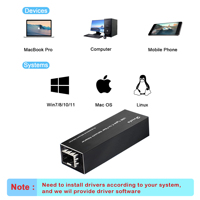 Adaptateur Mini USB 3.0 vers SFP Gigabit Ethernet, carte d'interface réseau à fibre optique, compatible avec Windows/macOS/Linux
