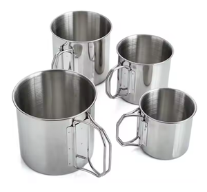 DF304 250ml 350ml 500ml 750ml Tasses à eau pliantes d'extérieur en acier inoxydable SUS 304 - Product Image 1